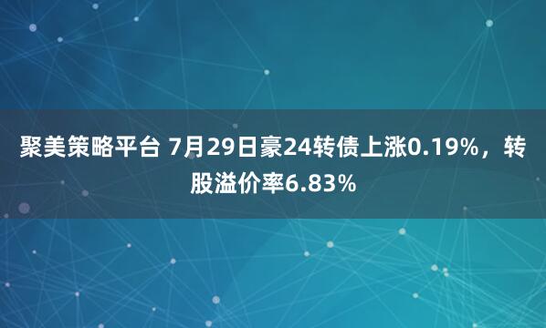 聚美策略平台 7月29日豪24转债上涨0.19%，转股溢价率6.83%