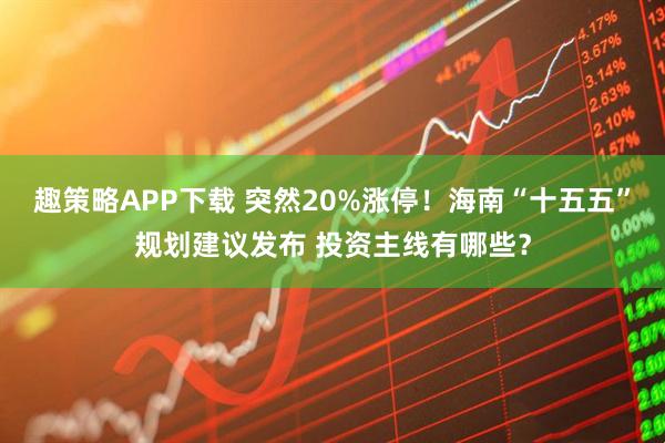 趣策略APP下载 突然20%涨停！海南“十五五”规划建议发布 投资主线有哪些？